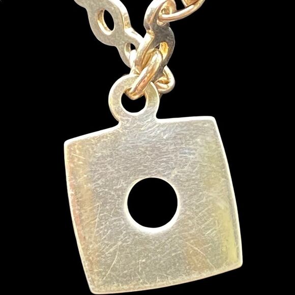 HAN 925 stamped unique open chain modern necklace with drop square pendant - Picture 8 of 11